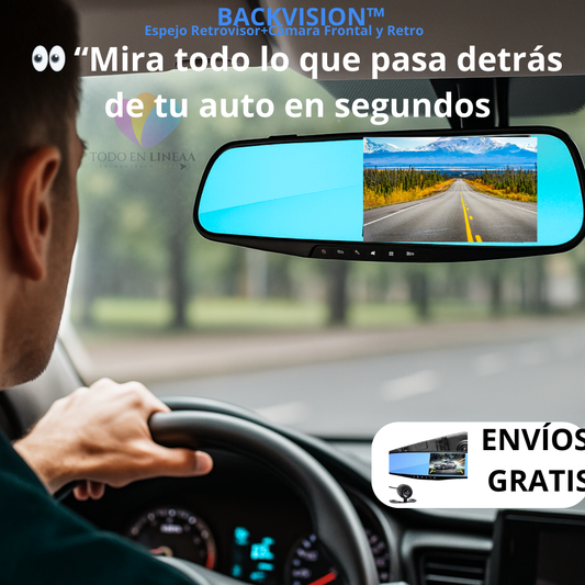 BackVision™- Espejo Retrovisor+Cámara Frontal y Retro