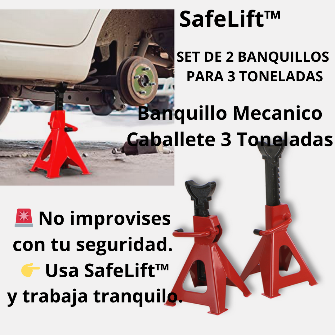 SafeLift™  Banquillo Mecánico Caballete 3 Toneladas
